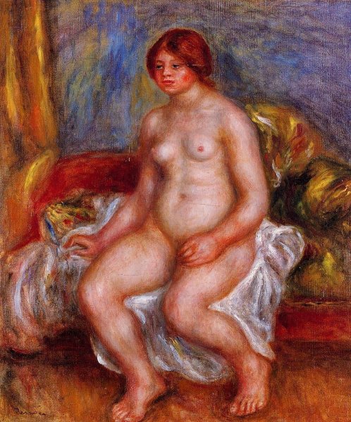 Nude Woman on Green Cushions