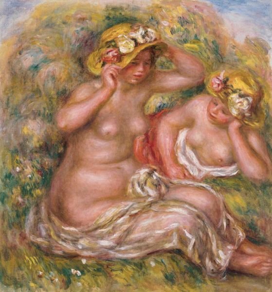 Deux Femmes Avec Des Chapeaux A Fleurs