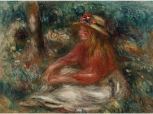 Jeune Fille Assise Sur L'Herbe