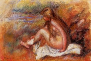 Bather Seated By The Sea