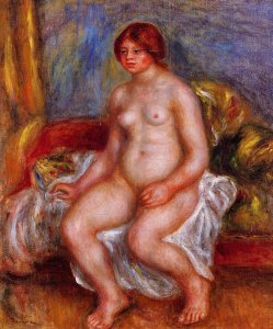 Nude Woman On Gree Cushions