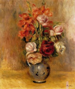 Vase Of Gladiolas And Roses