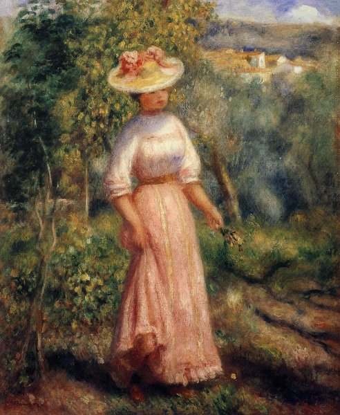 Young Woman In Red In The Fields