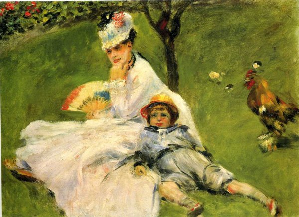 Camille Monet And Her Son Jean In The Garden At Argenteuil