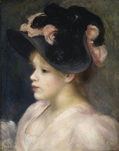 Young Girl in a Pink and Black Hat 1890s