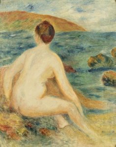 Baigneuse Nue Assise Au Bord De La Mer