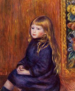 Seated Child In A Blue Dress