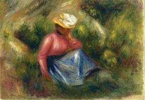 Seated Young Girl With Hat