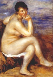 Bather with a rock