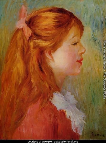 Pierre Auguste Renoir Young Girl With Long Hair In Profile Painting ...